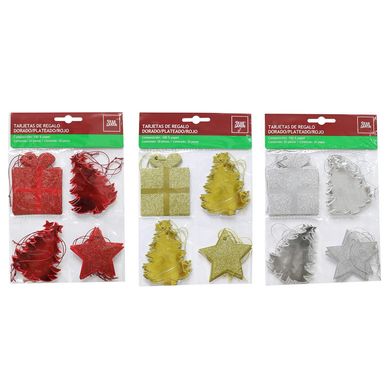 Tarjetas de Regalo Navidad Dorado/Plateado/Rojo