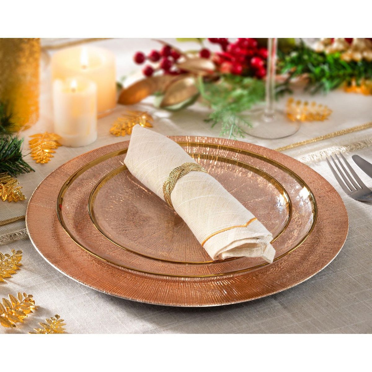 DEAR SANTA - Plato Navidad Textura Dorado 33cm