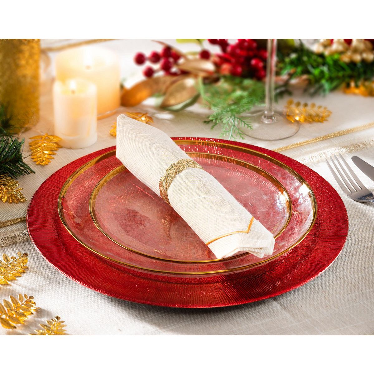 DEAR SANTA - Plato Navidad Textura Rojo 33cm