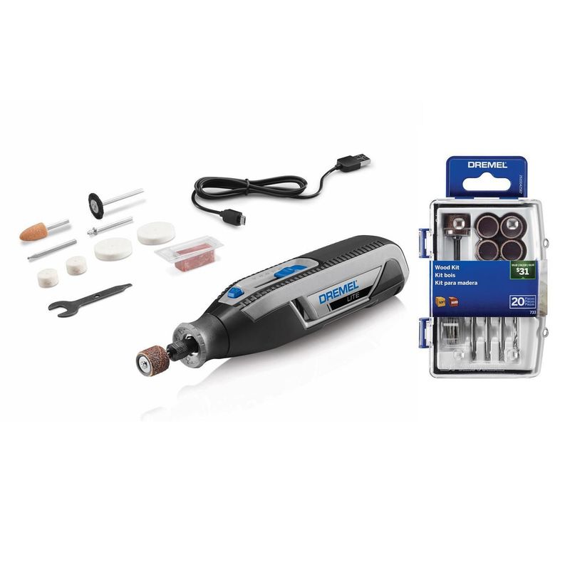 DREMEL - Multipropósito Inalámbrica 4V  + Set De Madera Dremel