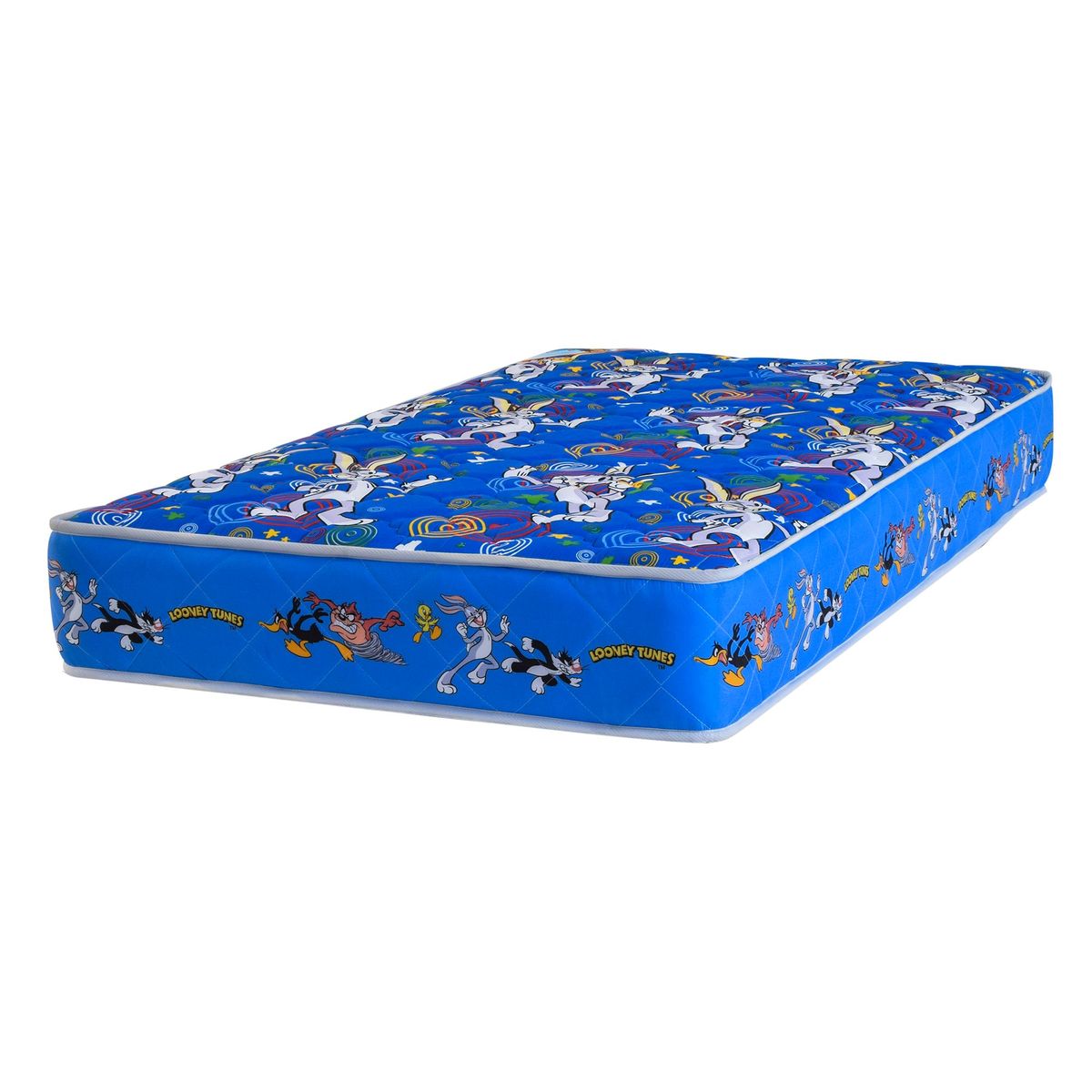 FORLI - Colchón Looney Tunes Forli 1.5 Plazas Azul + Almohada Silicona + Protector