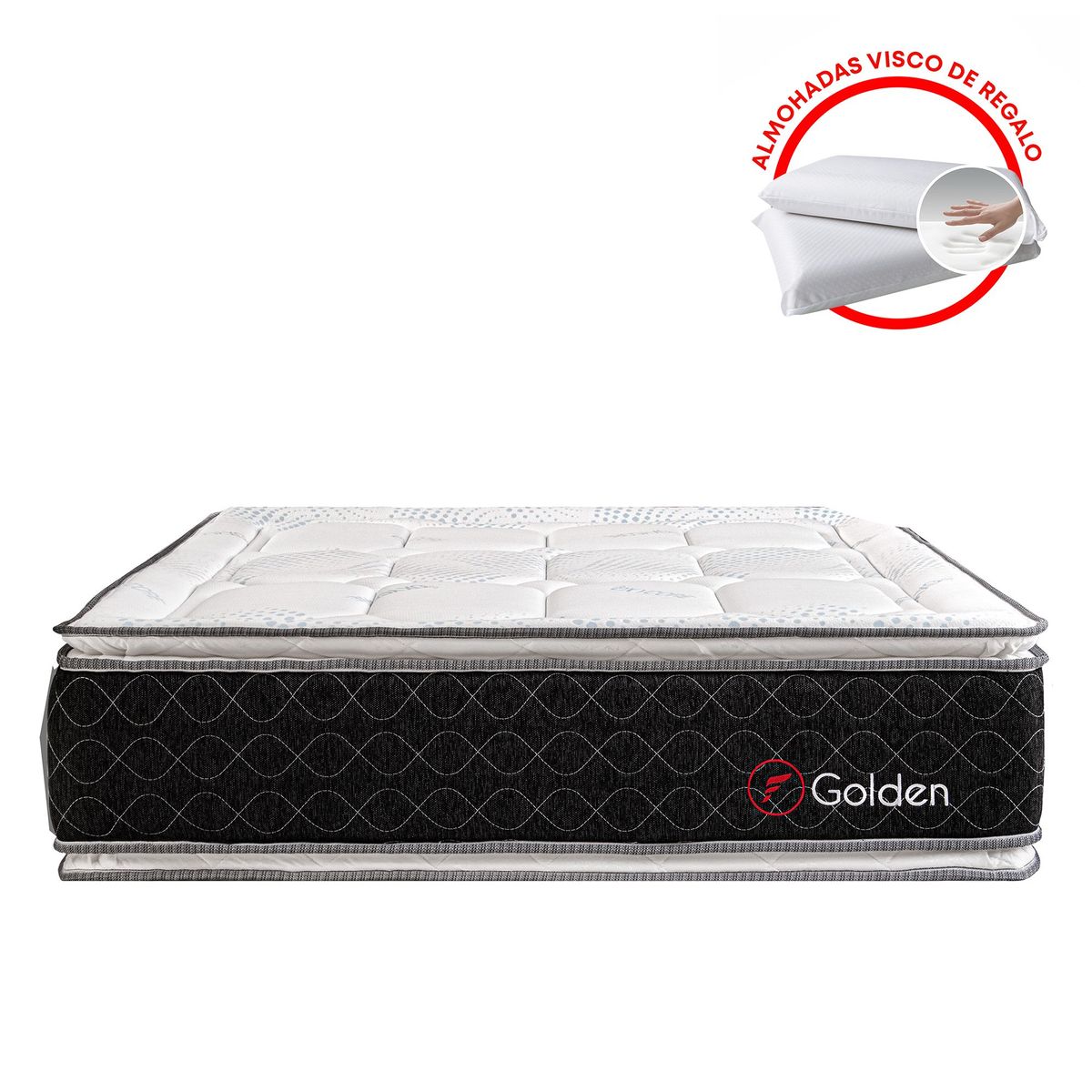 FORLI - Colchón Beauty Dream Golden Forli Queen + 2 Almohadas Viscoelásticas + Protector