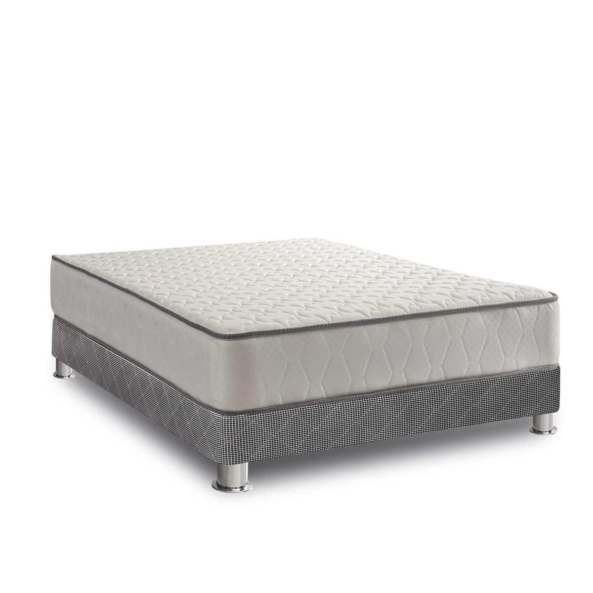 FORLI - Cama Americana Elegant Forli 2 Plazas + Colchón + 2 Almohadas Silicona + Protector