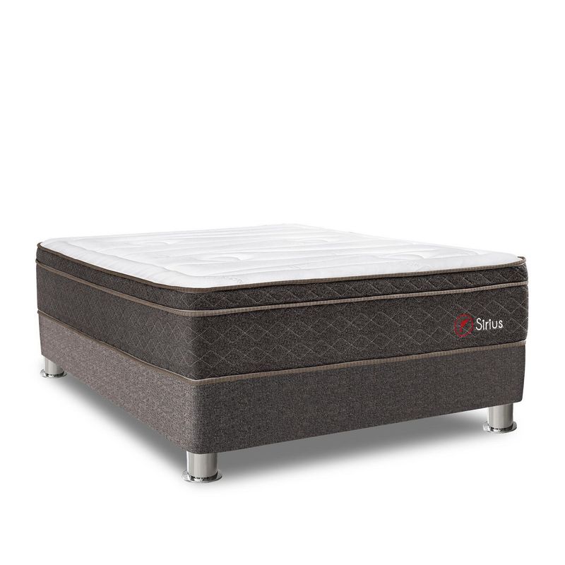 FORLI - Cama Americana Sirius 2 Plazas + Colchón + 2 Almohadas + Protector