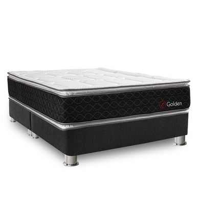 Cama Americana Golden Forli King + Colchn + 2 Almohadas Viscoelsticas + Protector