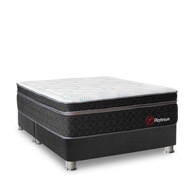 Cama Americana Platinium Forli King + Colchn + 2 Almohadas Viscoelsticas + Protector
