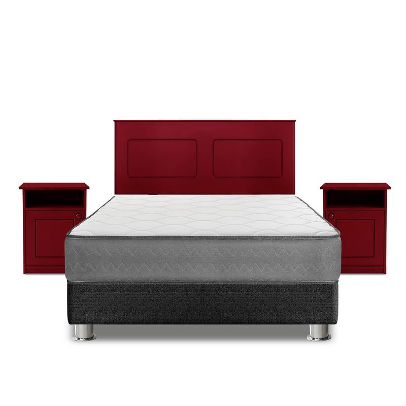 FORLI - Dormitorio Polaris Clasic Forli 2 Plazas + Cabecera + 2 Veladores + Almohadas