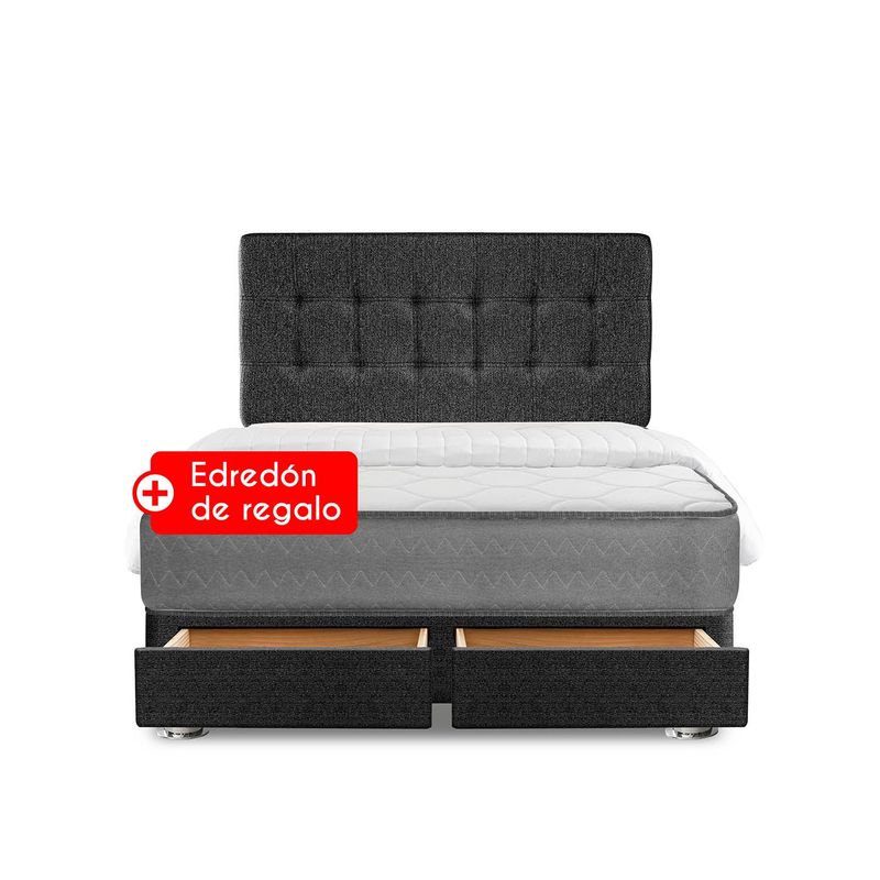FORLI - Dormitorio Polaris con Cajones Forli 2 Plazas + Cabecera + Almohadas + Edredón