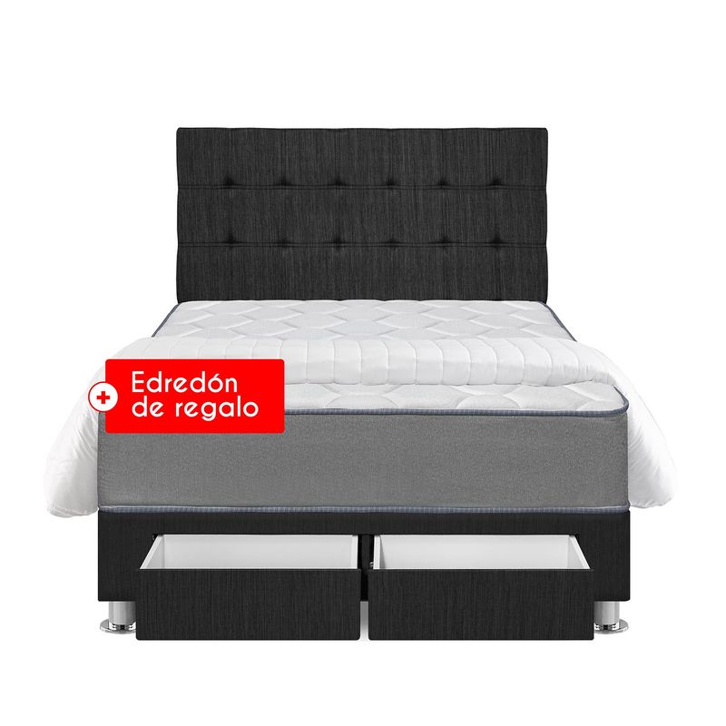 FORLI - Dormitorio Polaris con Cajones Forli 2 Plazas + Cabecera + Almohadas + Edredón