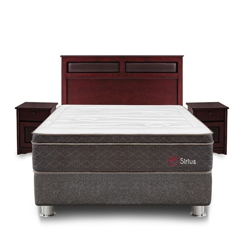 FORLI - Dormitorio Cesena Sirius Pocket Forli 2 Plazas + Cabecera + 2 Veladores + 2 Almohadas Viscoelásticas + Protector