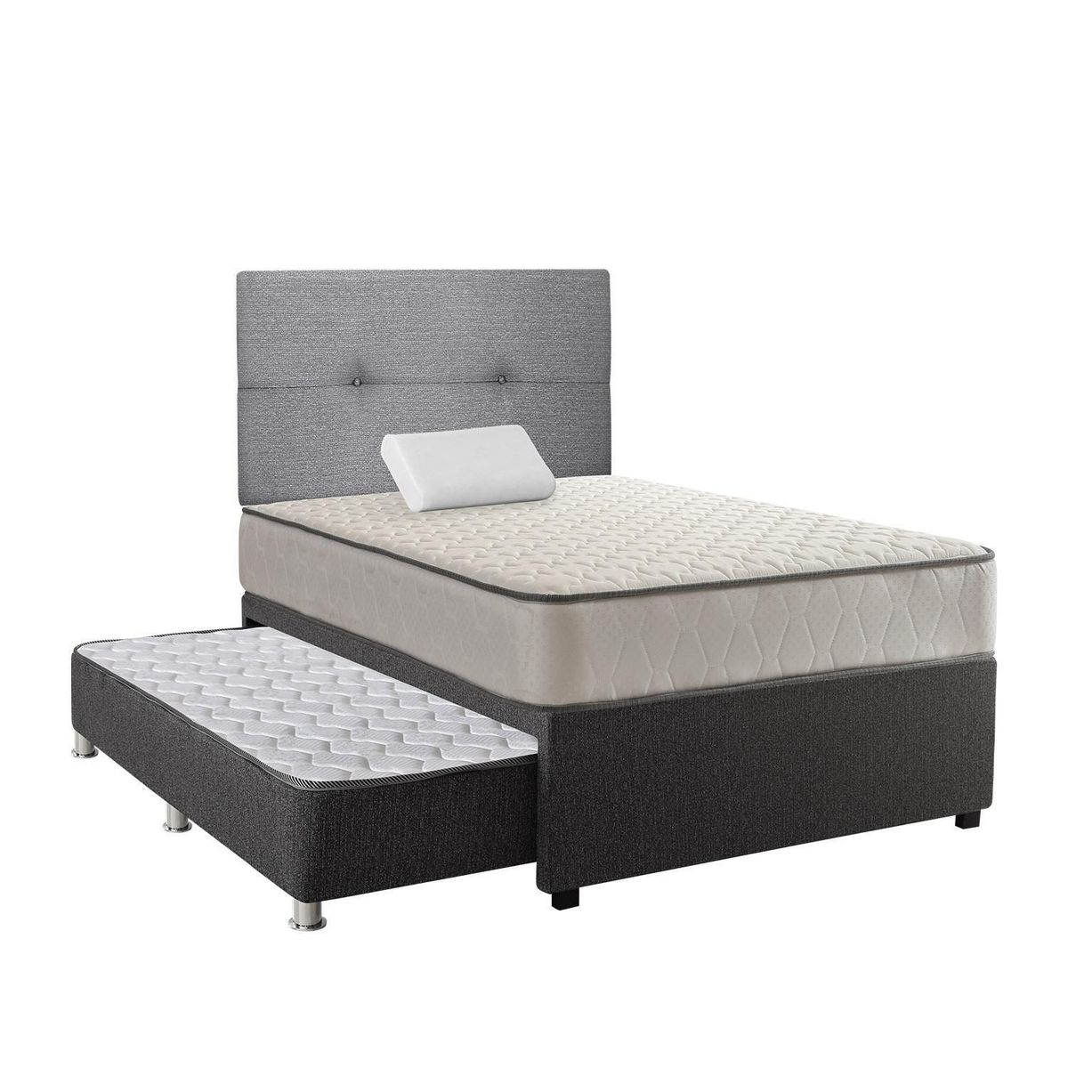 FORLI - Cama Diván Elegant Forli 1.5 Plazas + Colchón + Cabecera Forli + Almohada Silicona
