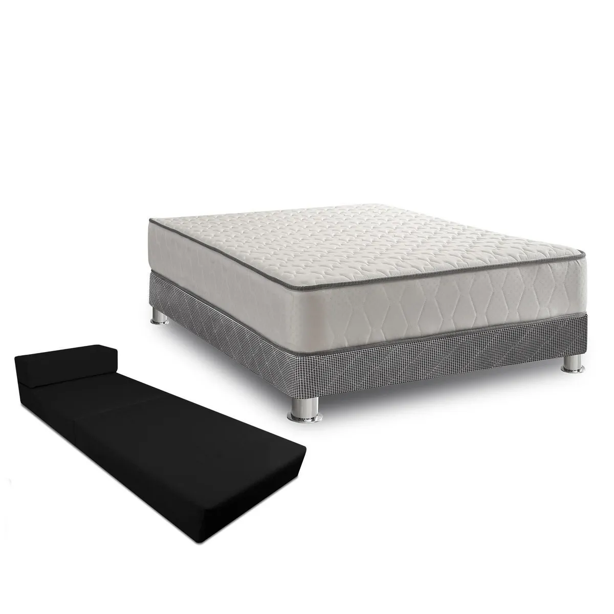 FORLI - Cama Americana Elegant 2 Plazas + Colchón + 2 Almohadas + Sofá Cama
