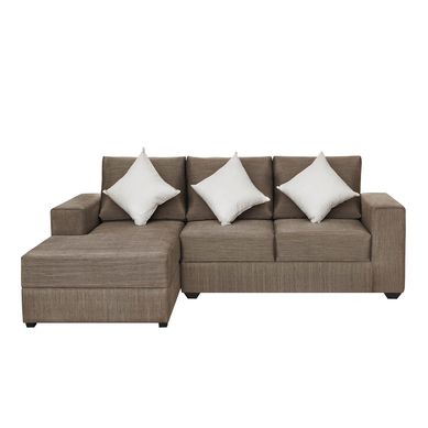 Seccional 3 Cuerpos Chaise Longue a la Izquierda Forli Spring Plomo + 3 Cojines Decorativos