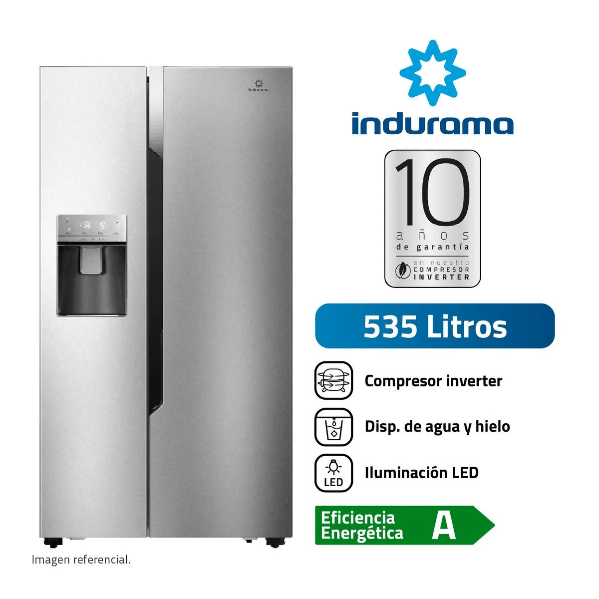 INDURAMA - Refrigeradora Indurama Side by Side 2 Puertas 535 Litros RI-799DH