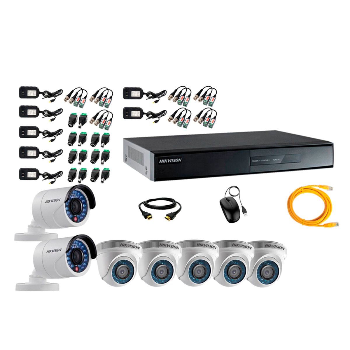 HIKVISION - Kit 7 Cámaras de Seguridad HD 720p P2P Vigilancia + Kit de Herramientas Gratis