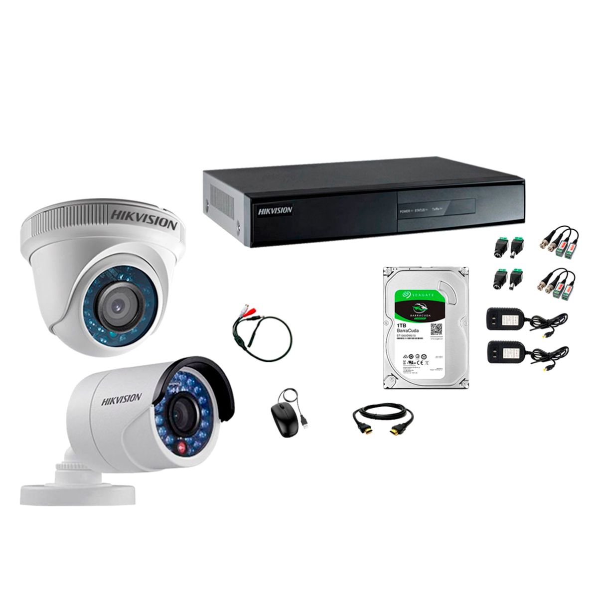 HIKVISION - Kit 2 Cámaras de Seguridad Full HD 1080P Disco 1TB Vigilancia + Kit de Micrófono