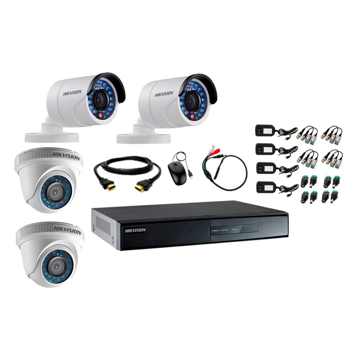 HIKVISION - Kit 4 Cámaras de Seguridad HD 1080p Vigilancia + Kit de Micrófono