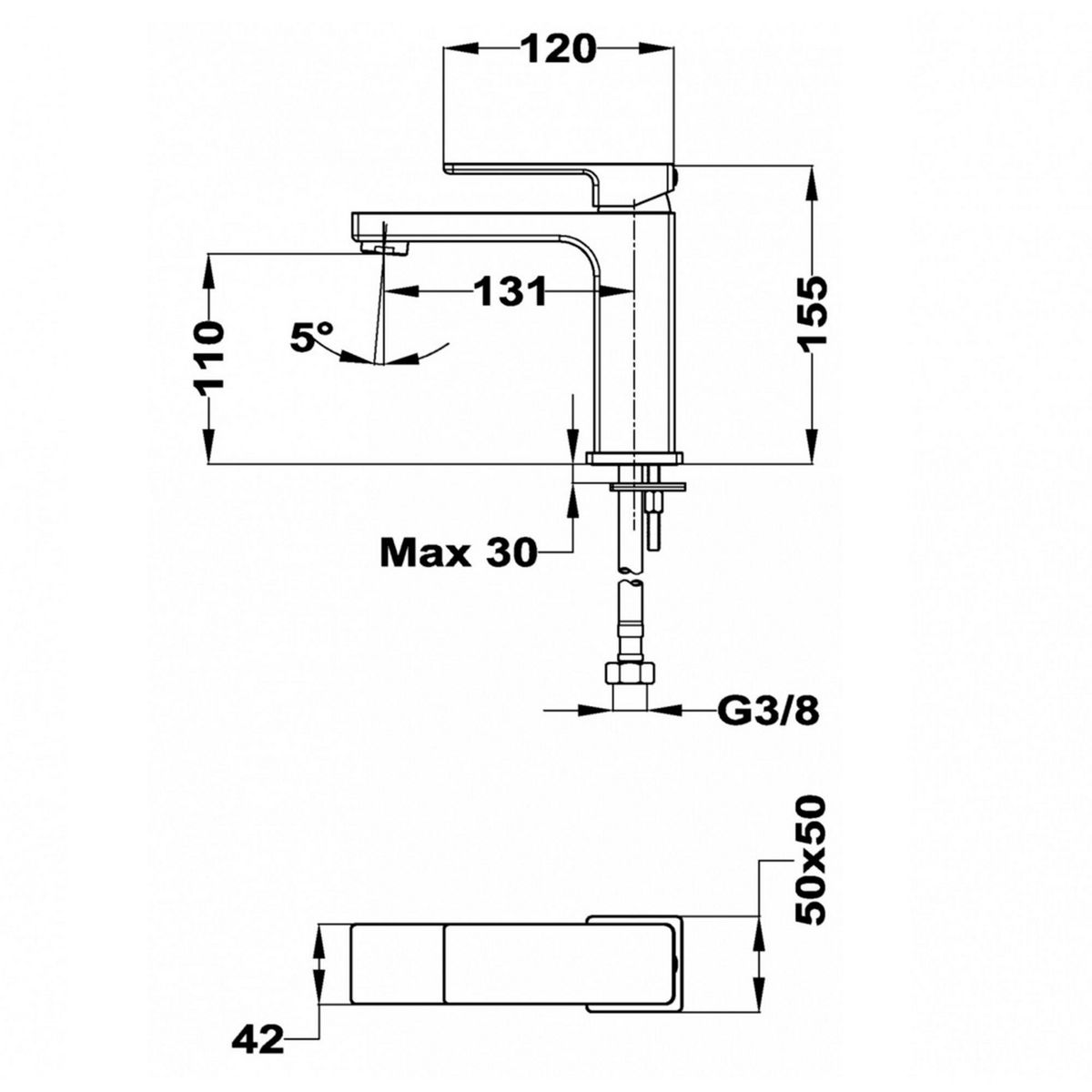 TEKA - Llave de Lavatorio Monomando Lavamanos Soller
