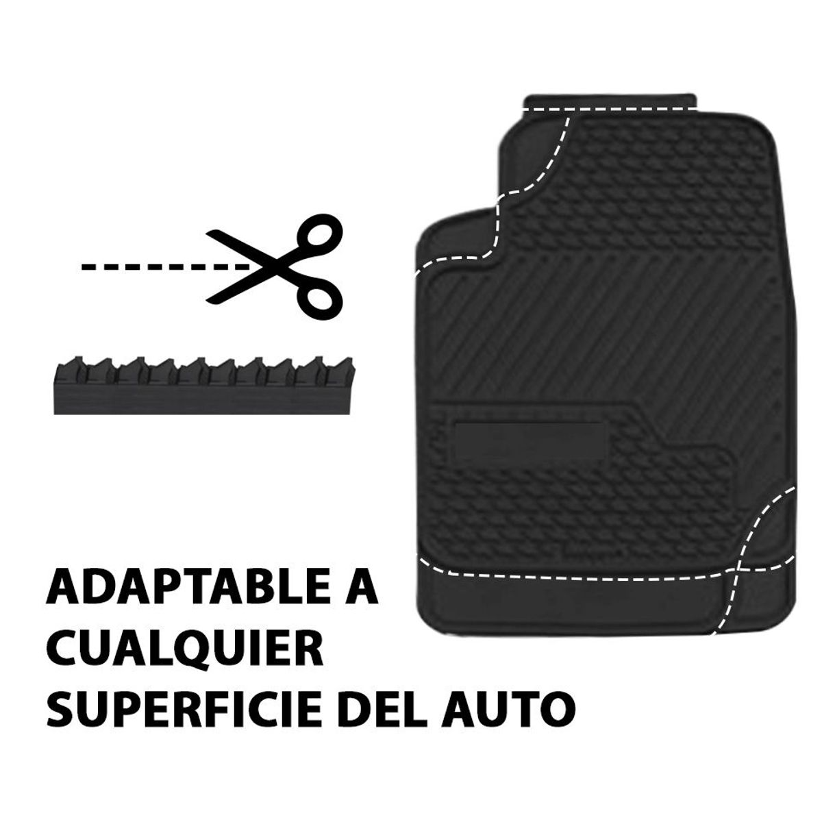 TECGO - Piso para Auto de PVC 4 Piezas Negro