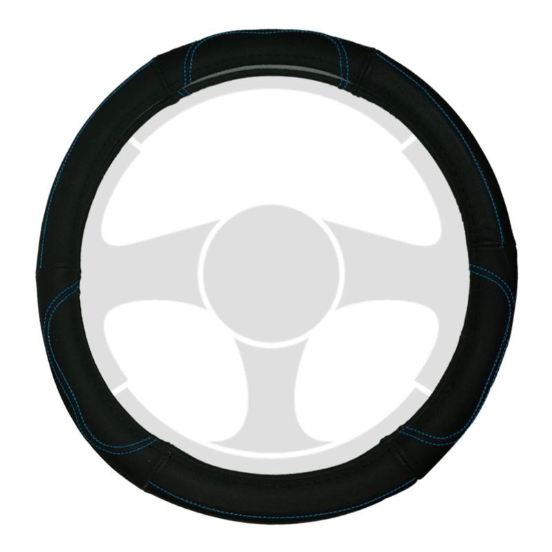TECGO - Funda Cubre Volante Para Auto Tecgo Cuero Negro y Azul
