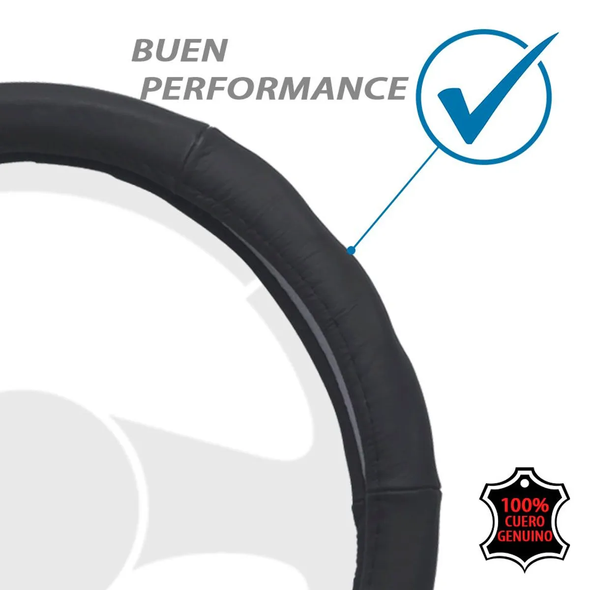 TECGO - Funda Cubre Volante Para Auto Tecgo Cuero Negro y Azul