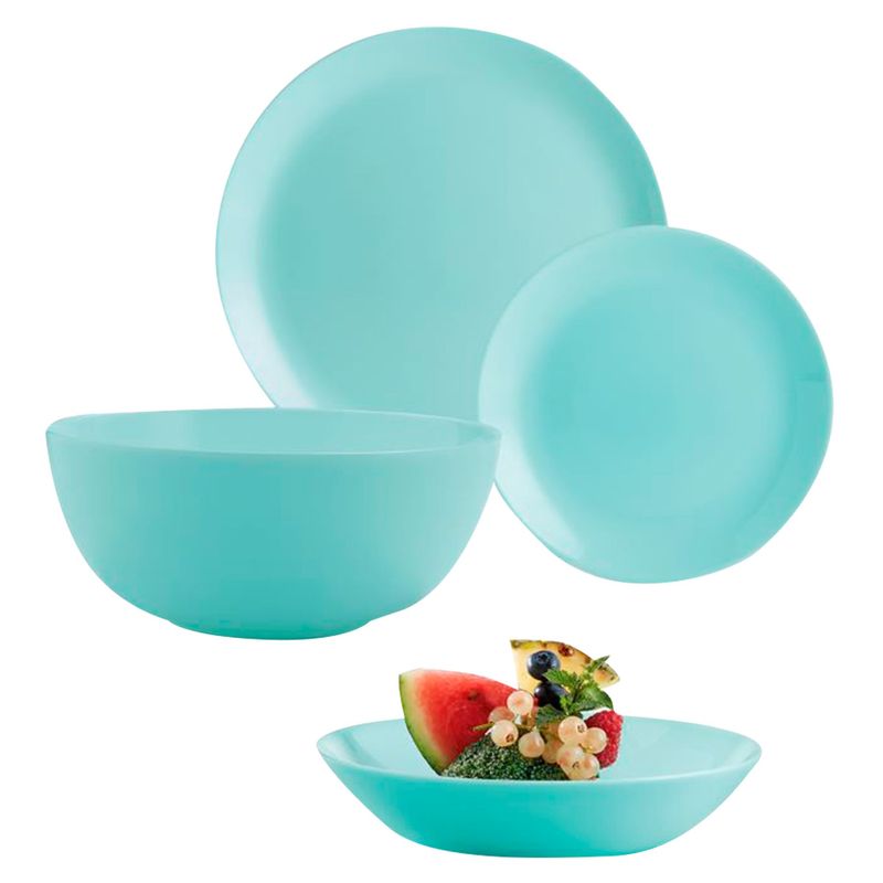 LUMINARC - Juego de Platos Diwali Turquesa Claro 19 Piezas