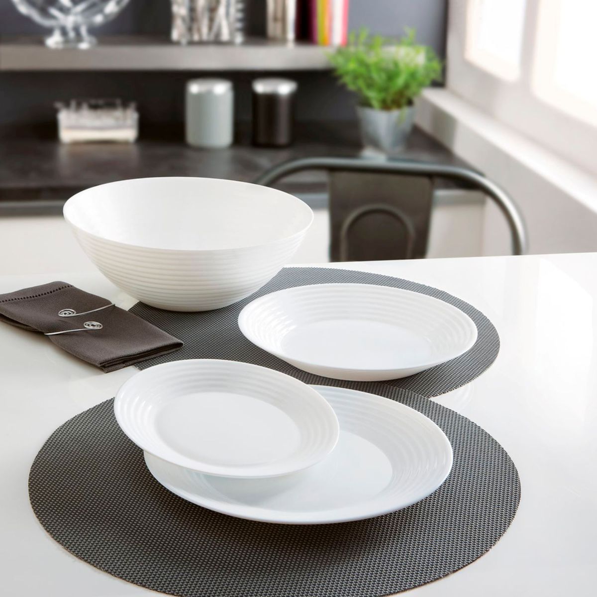 LUMINARC - Juego de Platos Harena Blanco 19 Piezas