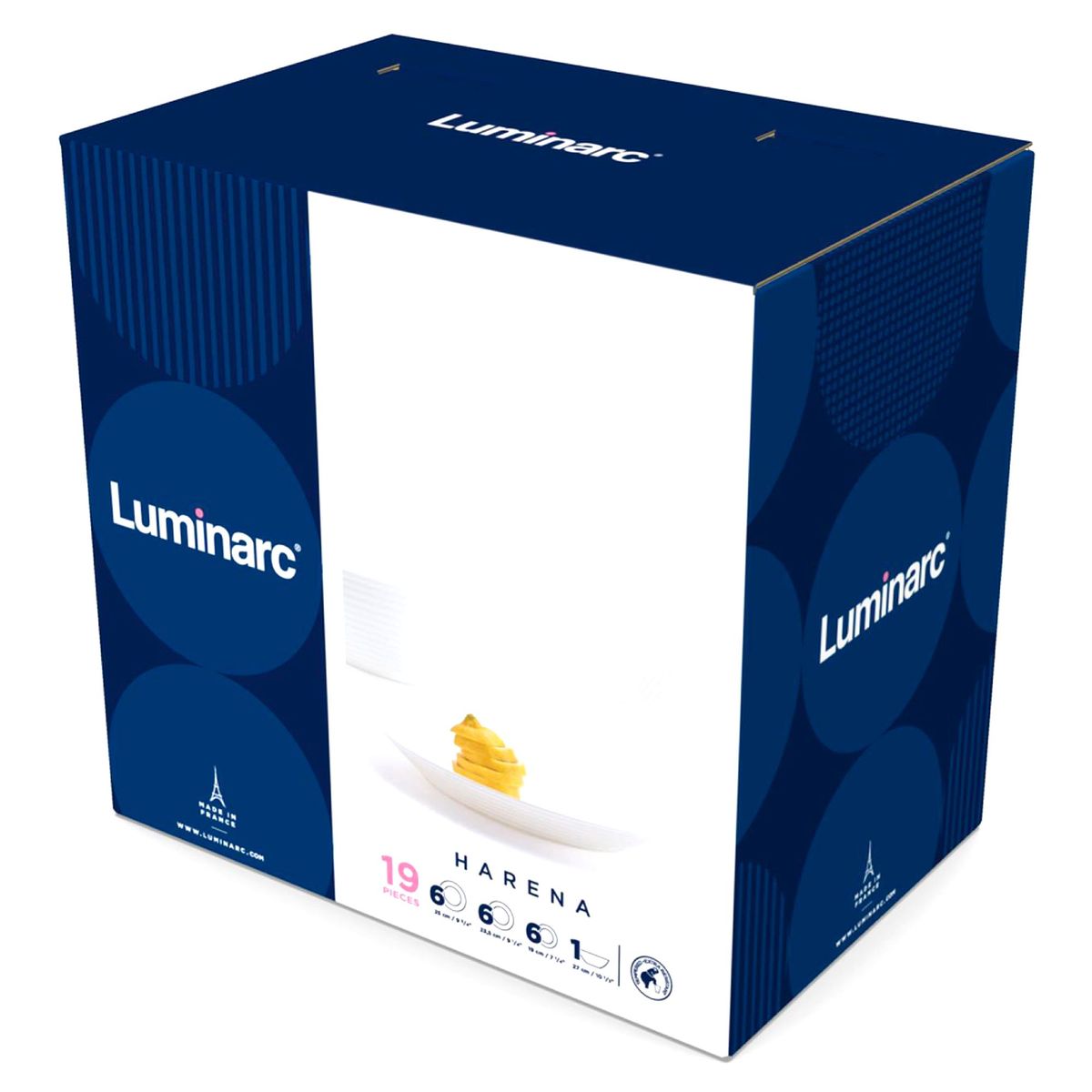 LUMINARC - Juego de Platos Harena Blanco 19 Piezas