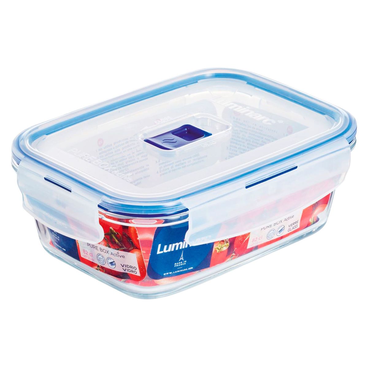 LUMINARC - Hermético Rectangular 0.82L con Tapa Azul