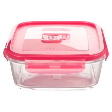 T�per Herm�tico Cuadrado 0.76L con Tapa Rosado