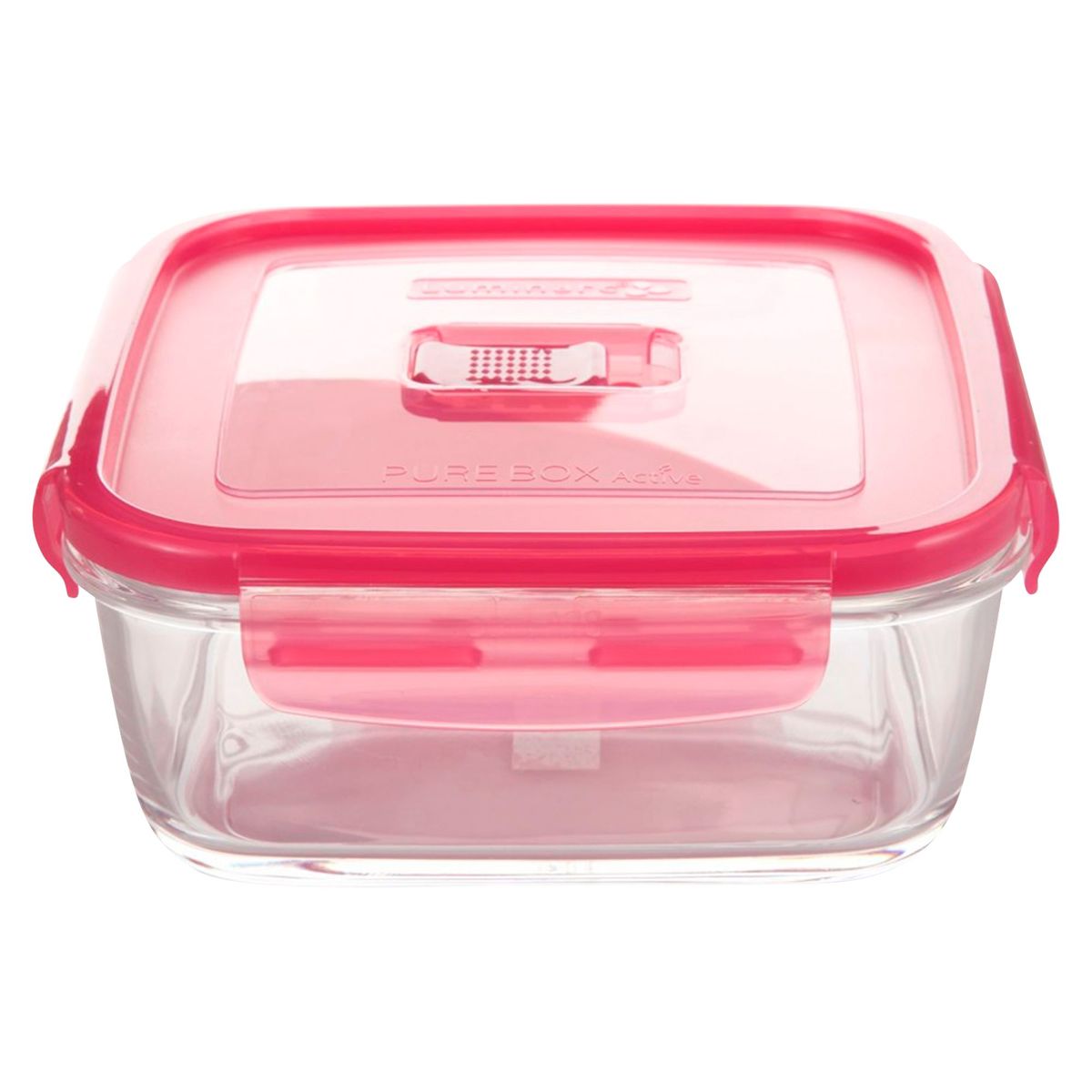 LUMINARC - Táper Hermético Cuadrado 0.76L con Tapa Rosado