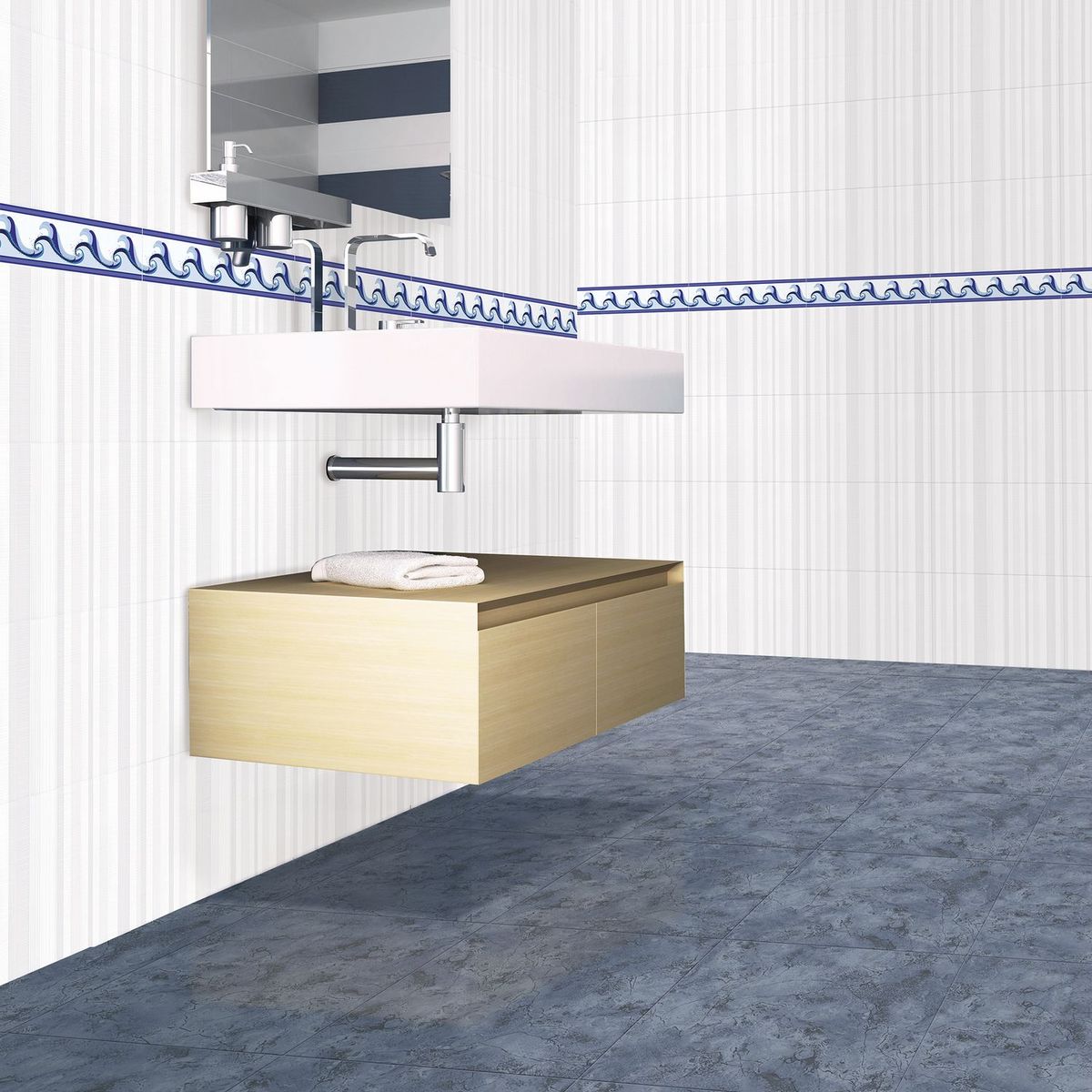 SAN LORENZO - Cerámica Azul 46x46 Marmoladas Mate 2.08 m2