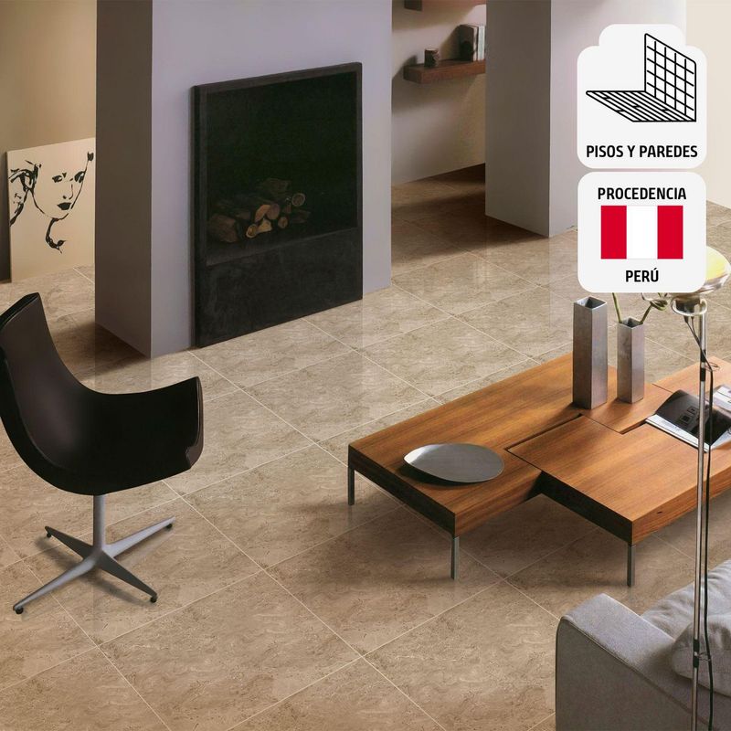 SAN LORENZO - Cerámica Marrón 45x45 Marmoladas Alto brillo 2.08 m2