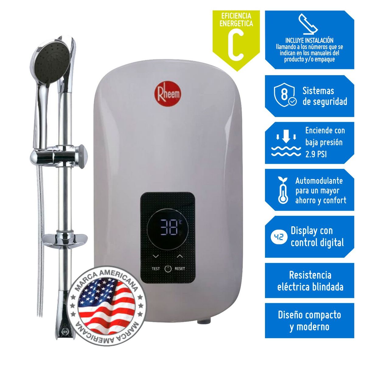 RHEEM - Rapiducha Eléctrica Rheem Elegant Digital 4.5kW