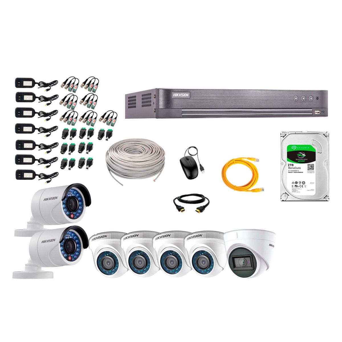 HIKVISION - Kit 7 Cámaras de Seguridad Full HD 1080P 2TB | 01 Cámara con Audio Completo