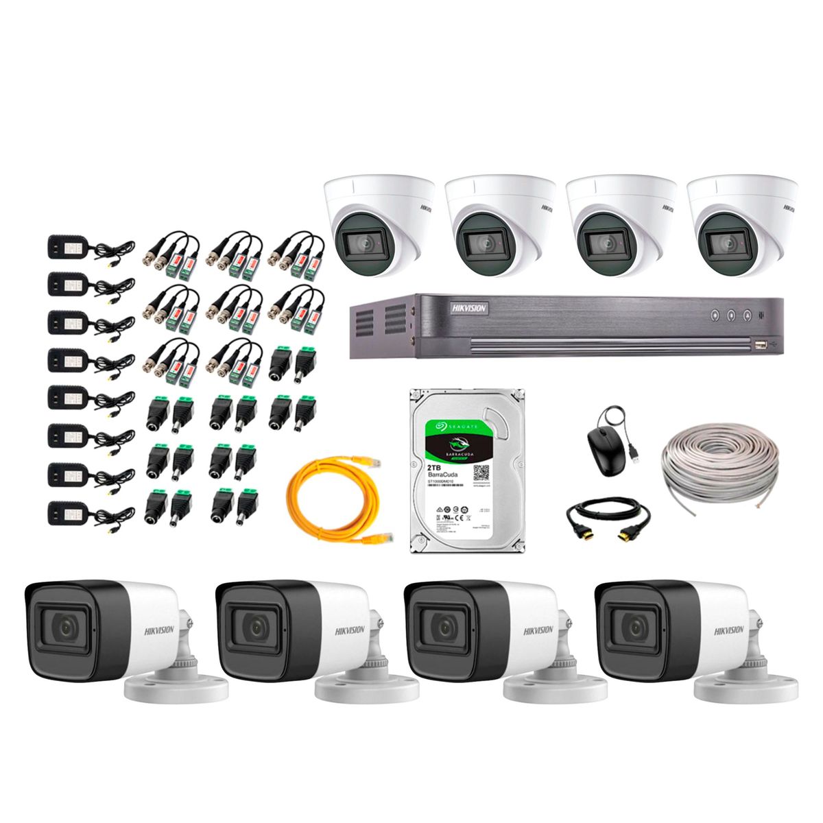 HIKVISION - Kit 8 Cámaras de Seguridad Con Audio Incorporado Full HD 1080P Completo