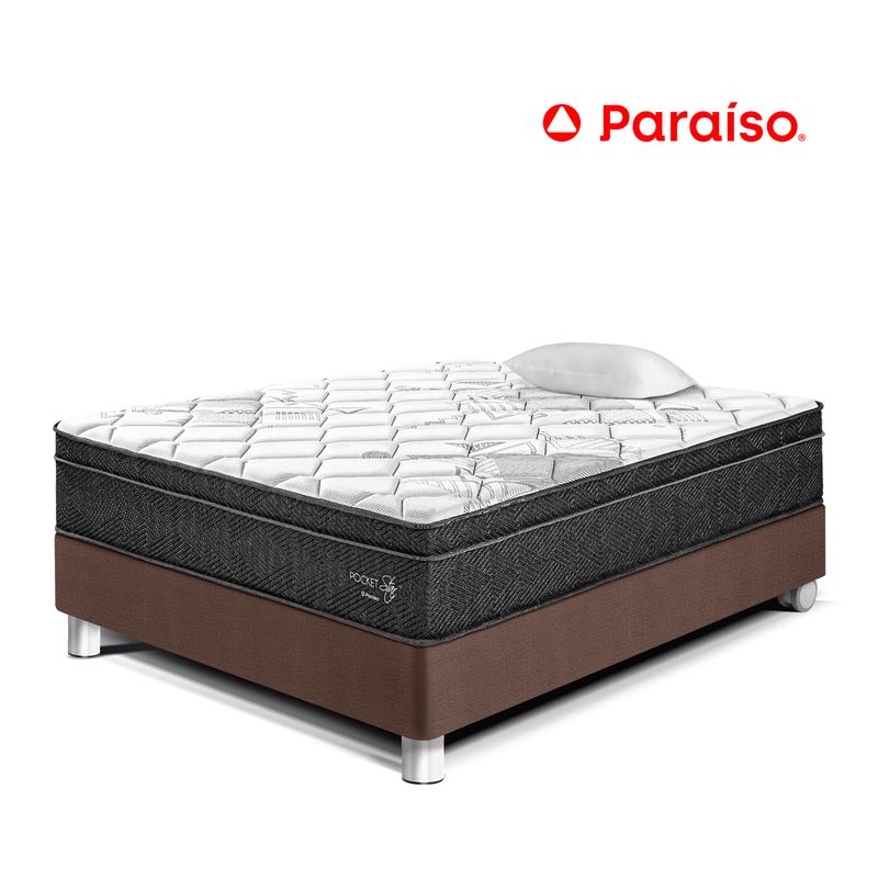 PARAISO - Cama Pocket Star 1.5 Plazas + Almohada + Protector