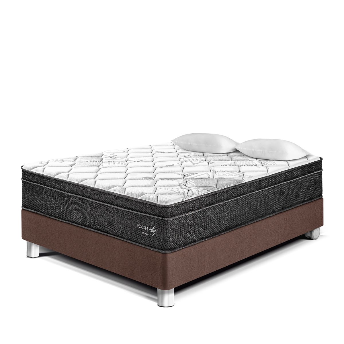 PARAISO - Cama Pocket Star 2 Plazas + 2 Almohadas + Protector