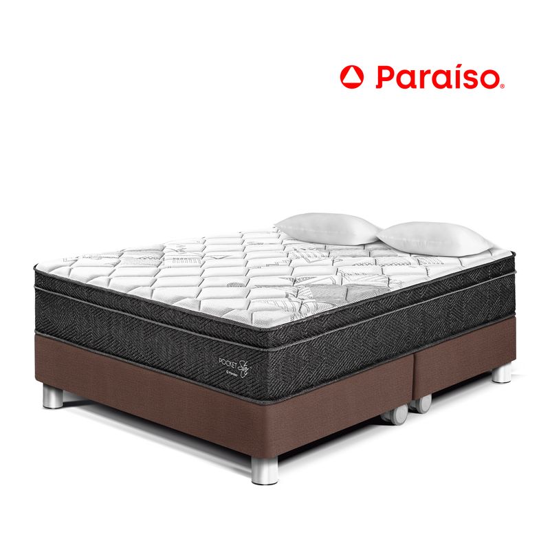 PARAISO - Cama Pocket Star King + 2 Almohadas + Protector