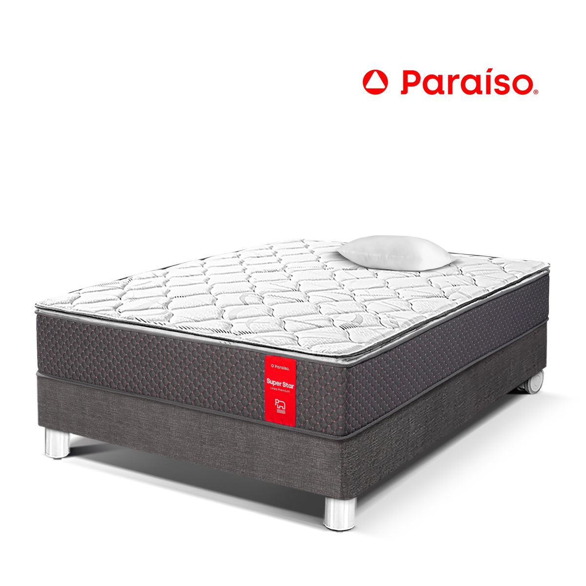PARAISO - Cama Super Star 1.5 Plazas + Almohada + Protector