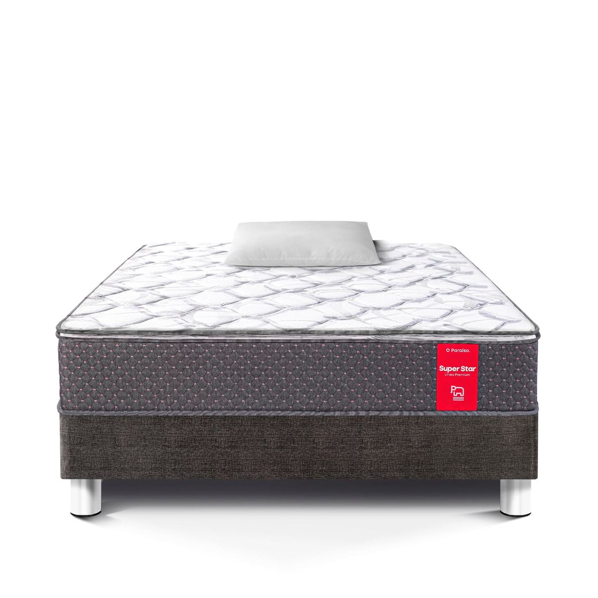 PARAISO - Cama Super Star 1.5 Plazas + Almohada + Protector