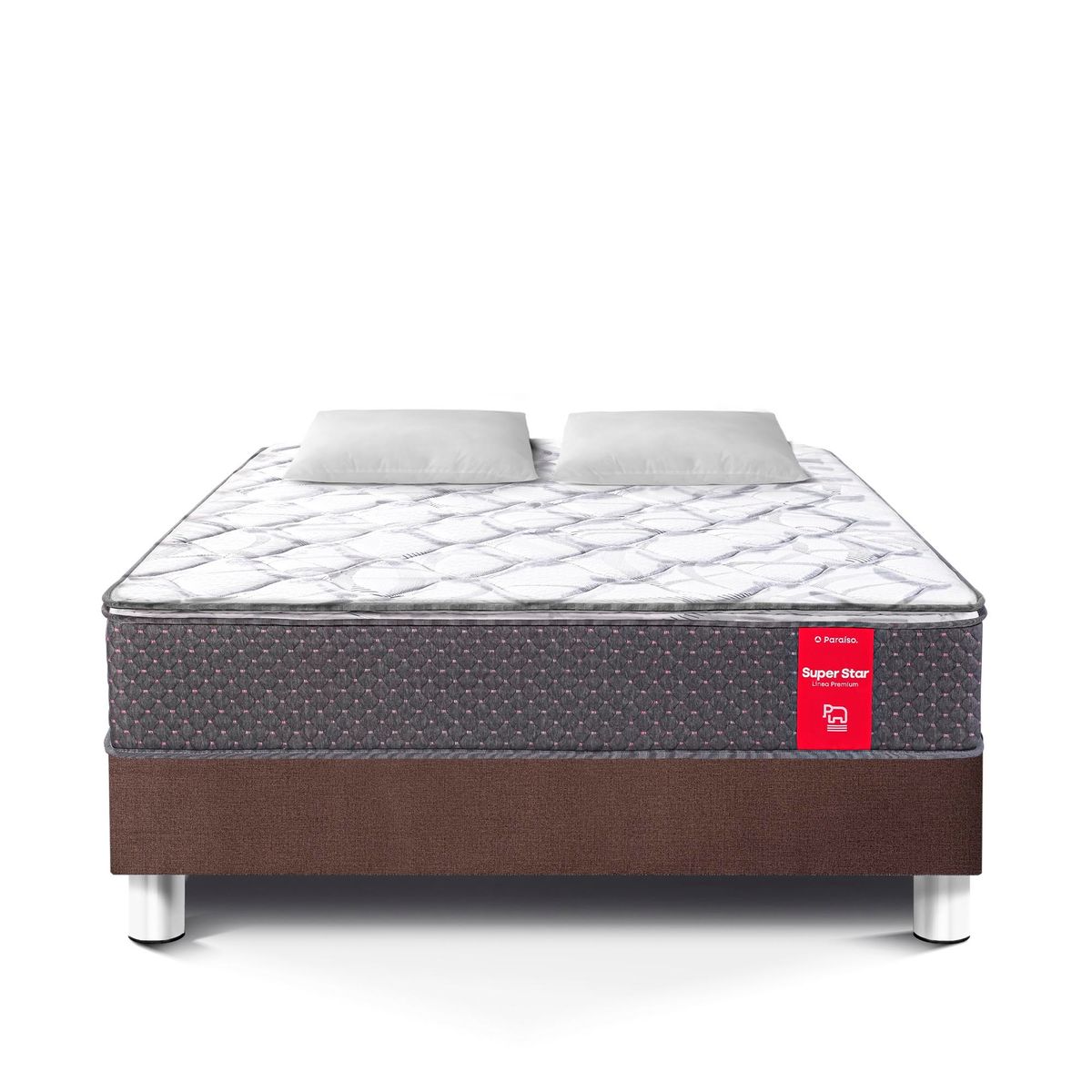 PARAISO - Cama Super Star 2 Plazas + 2 Almohadas + Protector