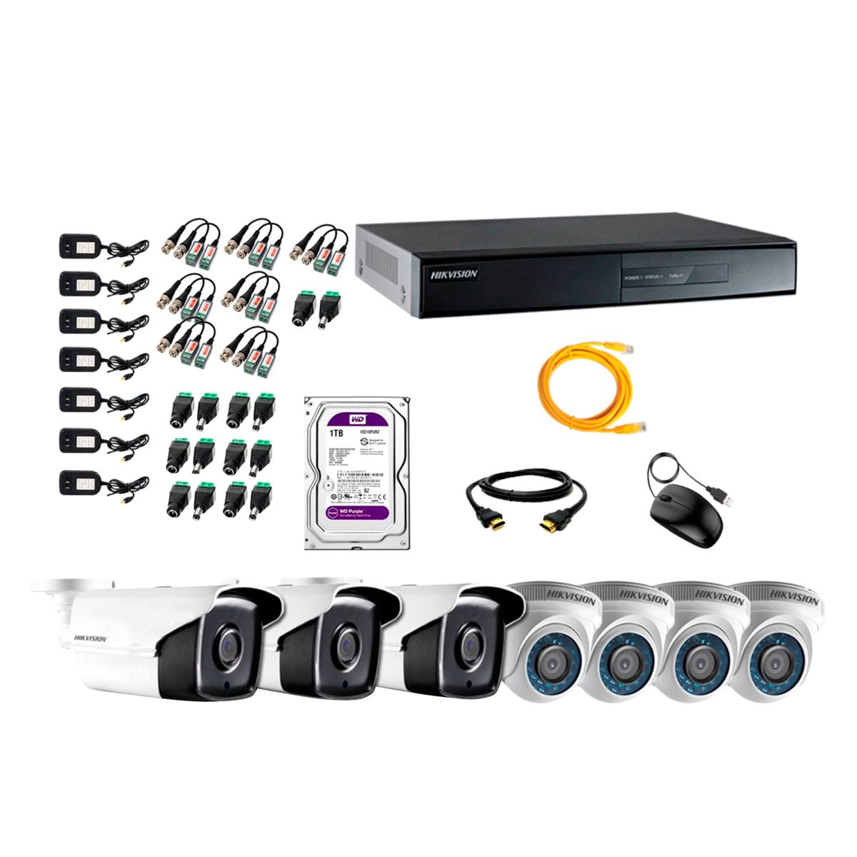 HIKVISION - Cámaras de Seguridad Kit 7 Full HD 2TB WD + Exterior Mayor Alcance Varifocal P2P
