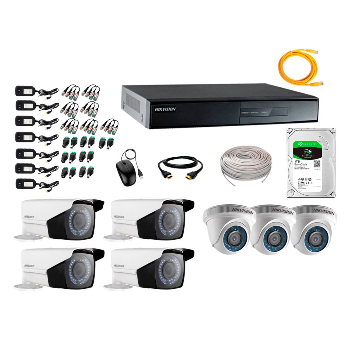 HIKVISION - Cámaras de Seguridad Kit 7 Full HD 1TB WD + Exterior Mayor Alcance Varifocal P2P