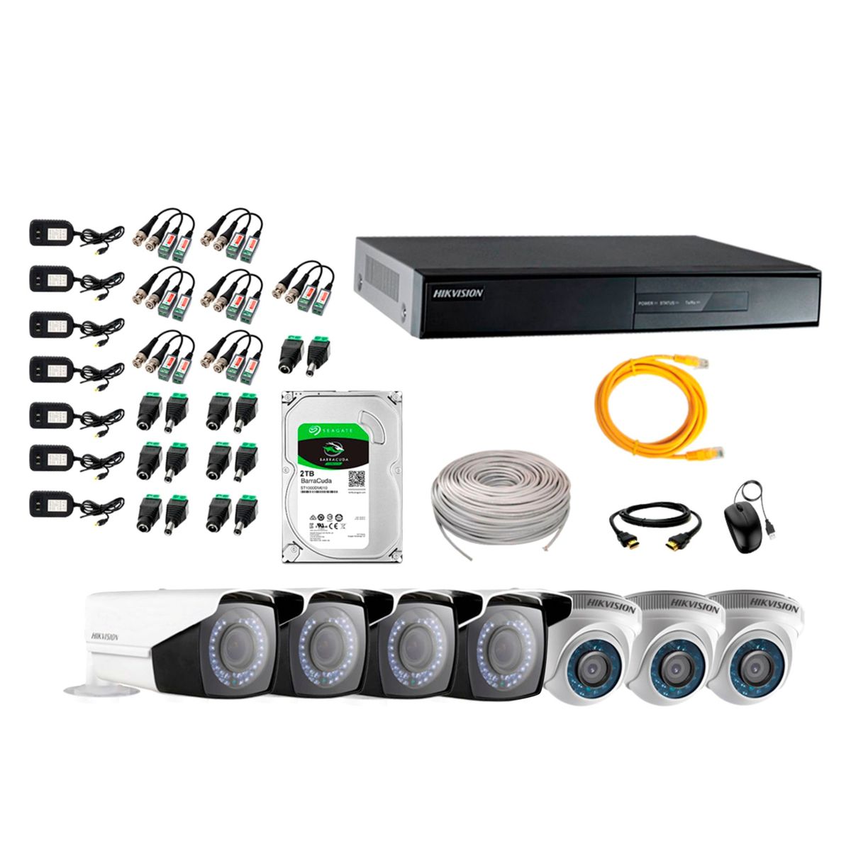 HIKVISION - Cámaras de Seguridad Kit 7 Full HD 2TB + Exterior Mayor Alcance Varifocal