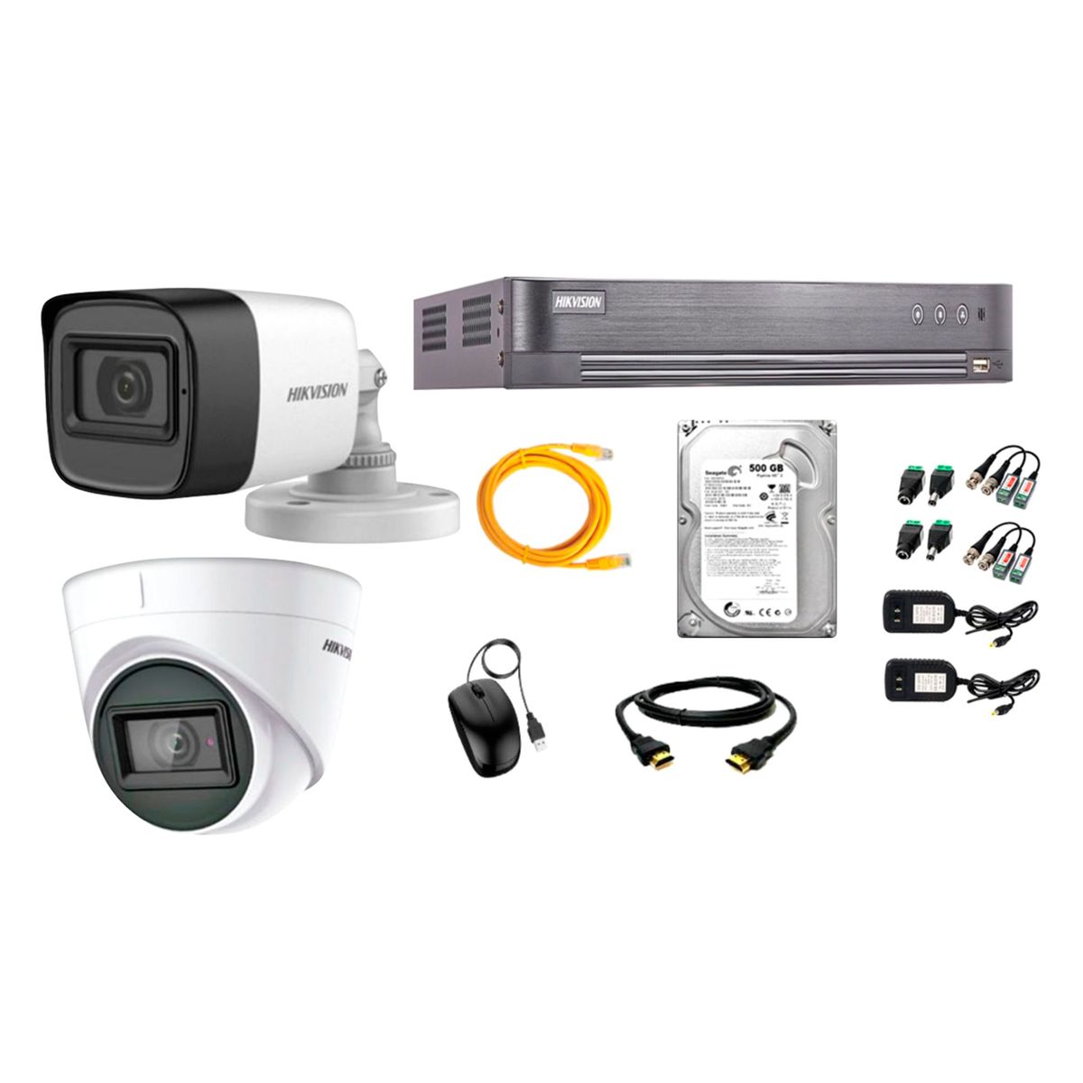 HIKVISION - Kit 2 Cámaras de Seguridad Audio Incorporado 5MP Disco 500GB CCTV P2P