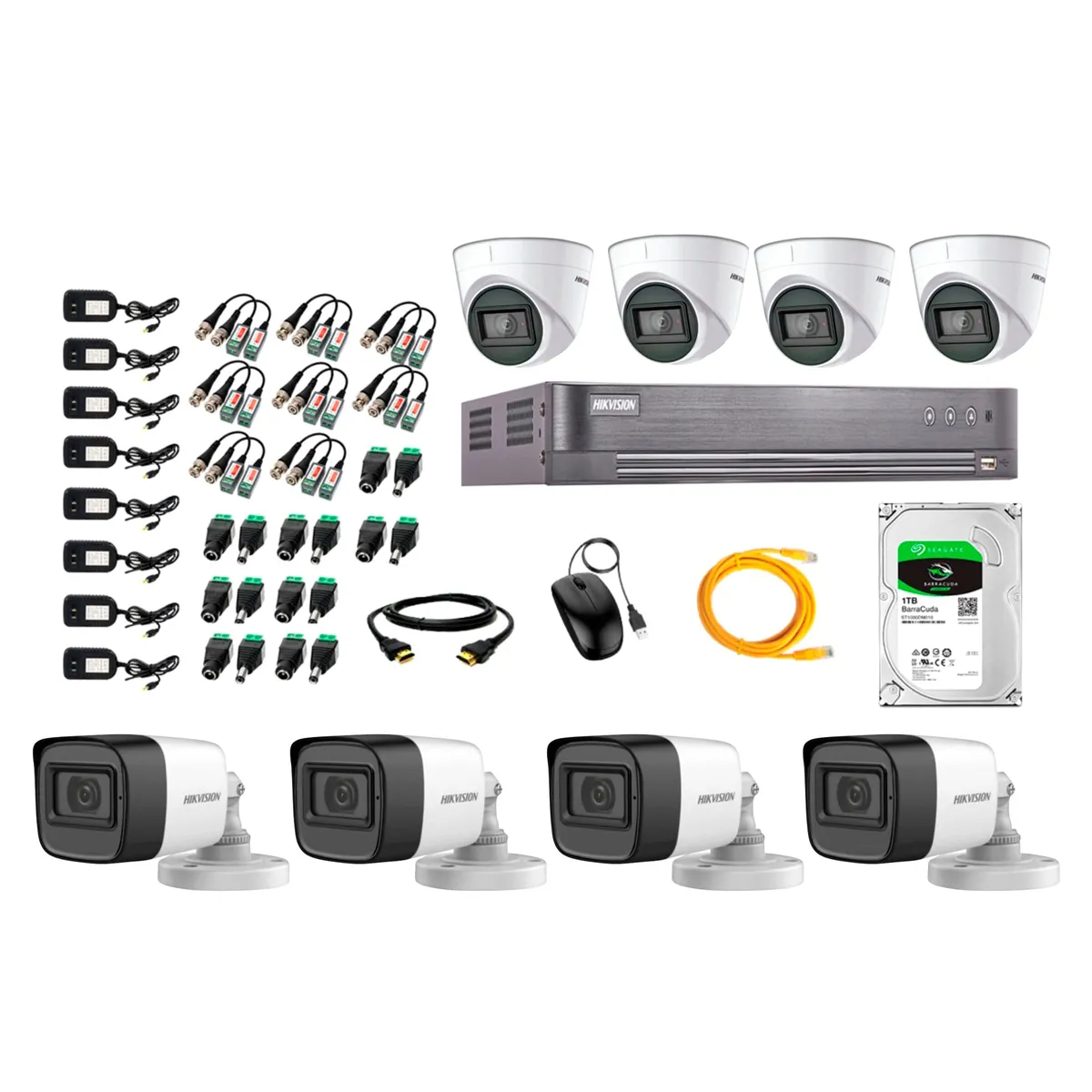 HIKVISION - Kit 8 Cámaras de Seguridad Audio Incorporado 5MP Disco 1TB Completo CCTV P2P