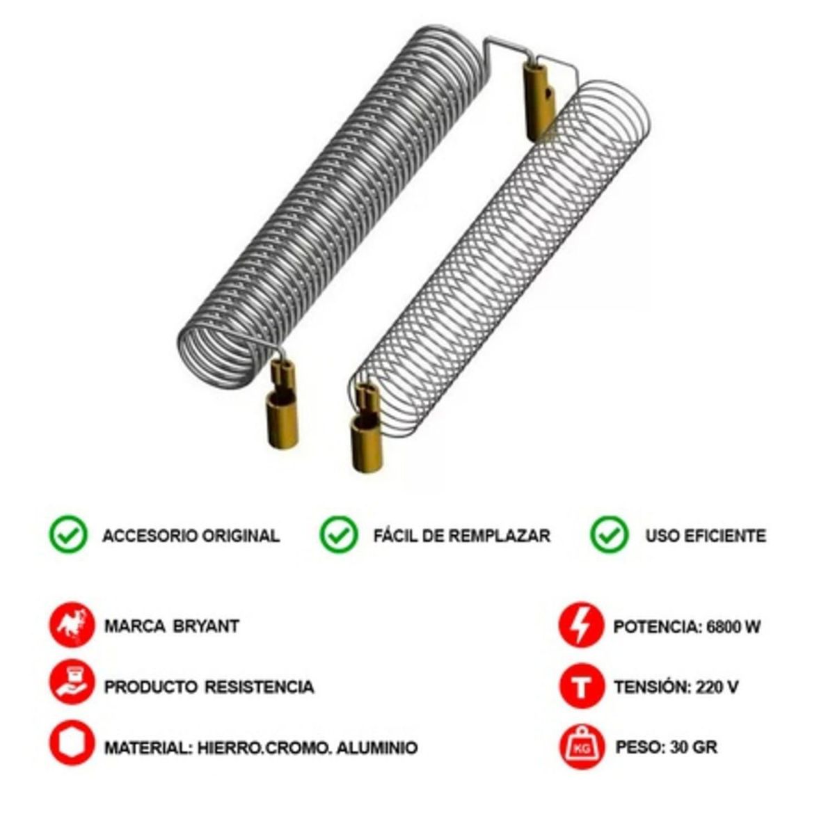 GENERICO - Resistencia Ducha Eléctrica Bryant Ideale 6.8kW