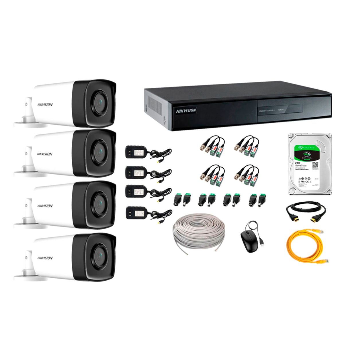 HIKVISION - Cámaras de Seguridad Exterior It3F Kit 4 Full HD 1080P + Disco 2TB WD CCTV