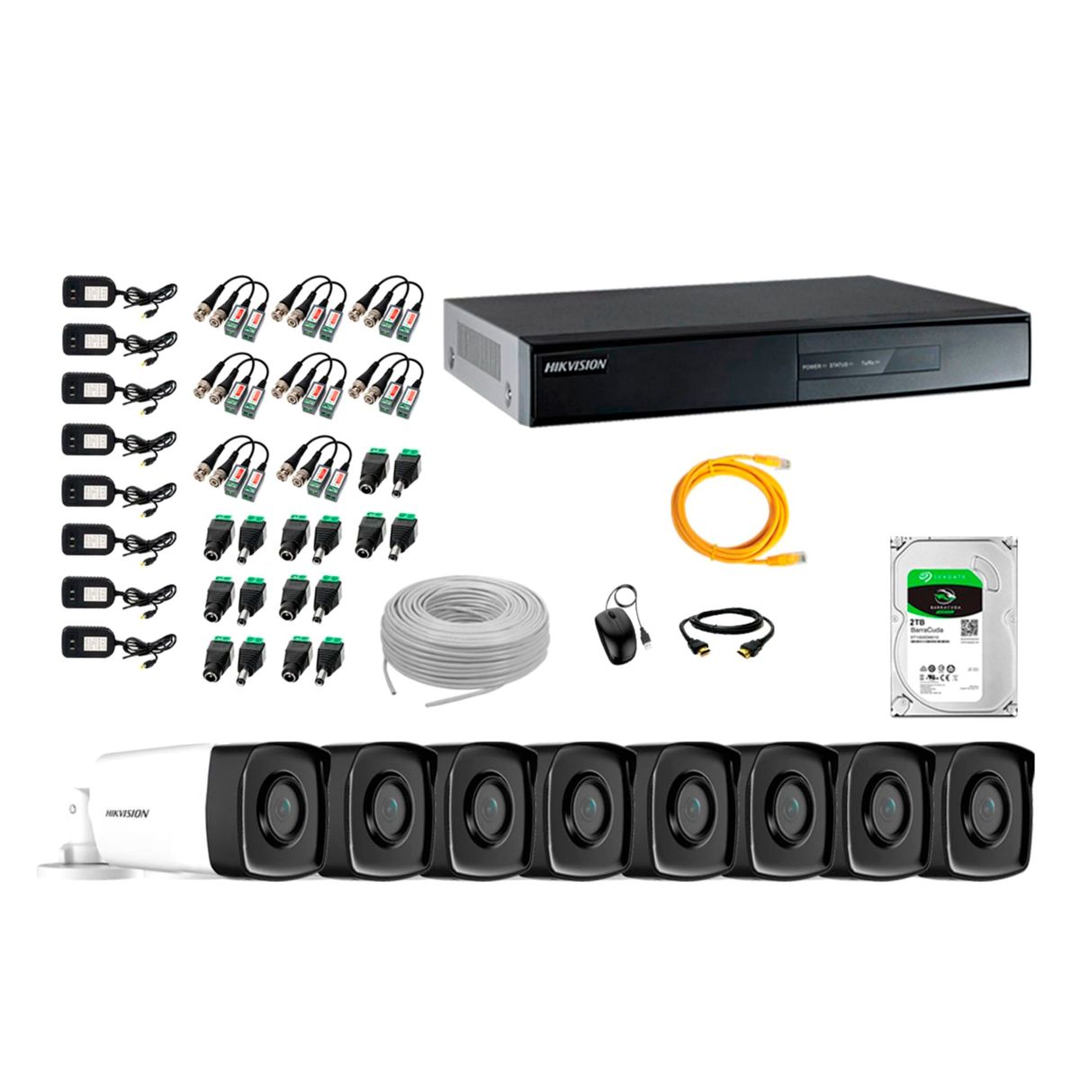 HIKVISION - Cámaras de Seguridad Exterior It3F Kit 8 Full HD 1080P + Disco 2TB WD CCTV